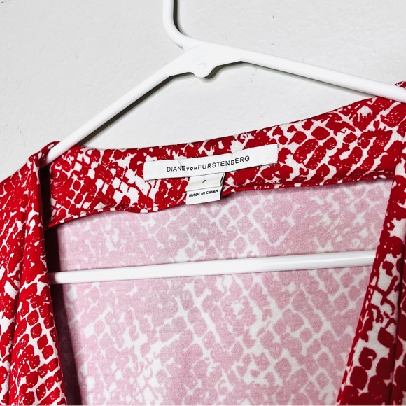 DVF New Julian Two Serpent Tango Snake Print Red & White Jersey Wrap Dress - Picture 4 of 7